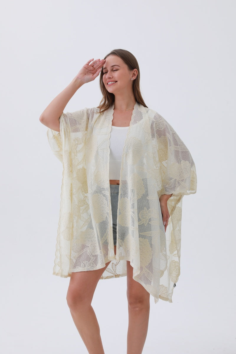 Luxury Embroidered Kimono – Elegant Solid Cover-Up 🌸🧵 Leto Collection