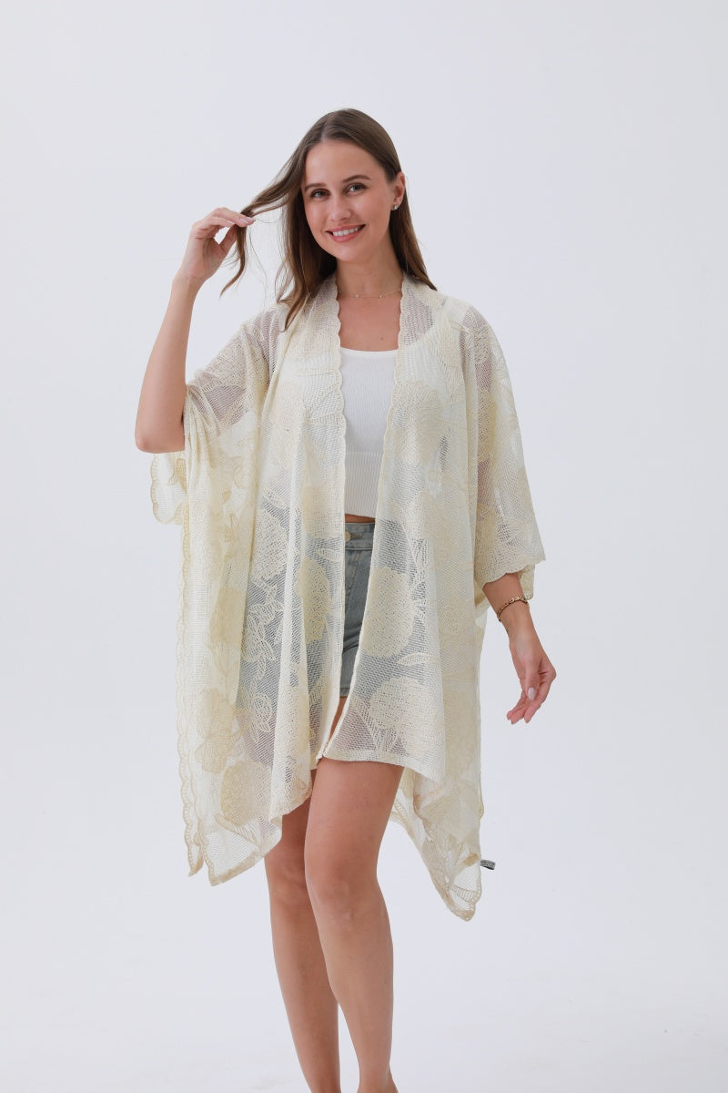Luxury Embroidered Kimono – Elegant Solid Cover-Up 🌸🧵 Leto Collection