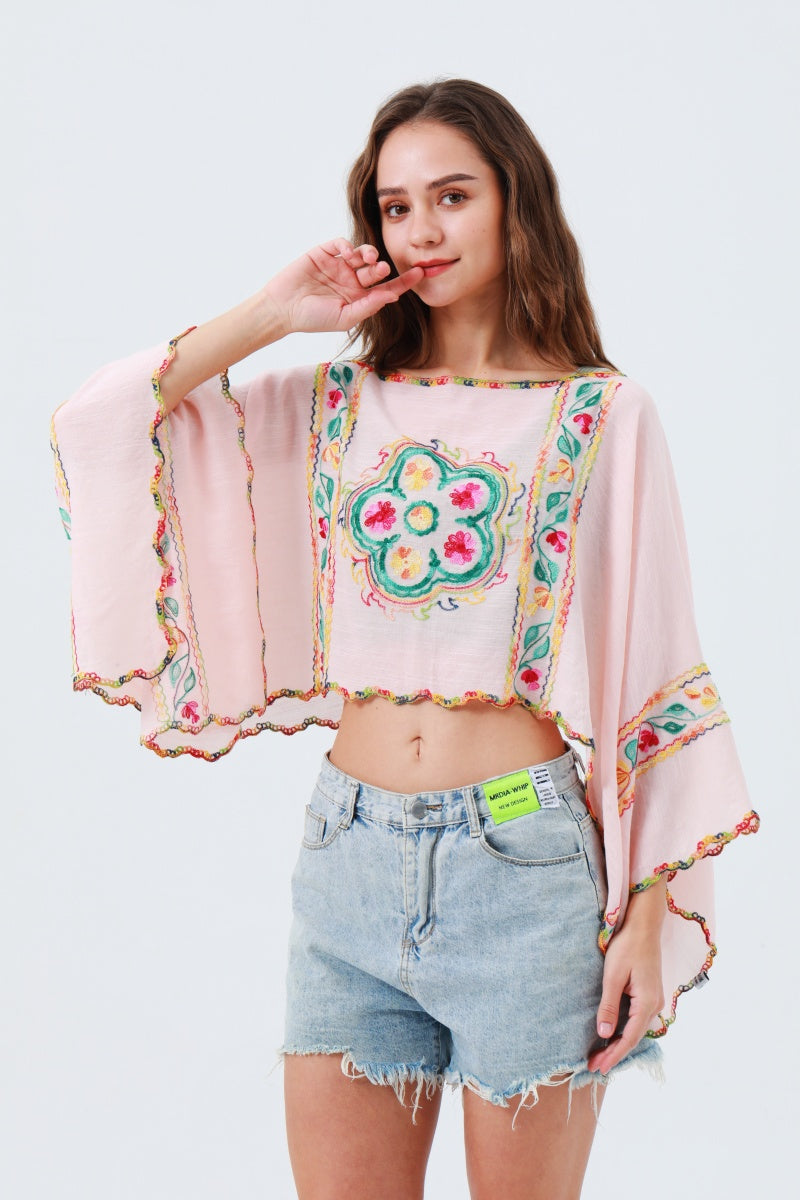 Delicate Floral Line Embroidery Kimono – Breezy Spring & Summer Layer 🌸 Leto Collection