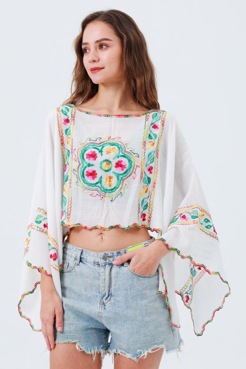 Delicate Floral Line Embroidery Kimono – Breezy Spring & Summer Layer 🌸 Leto Collection