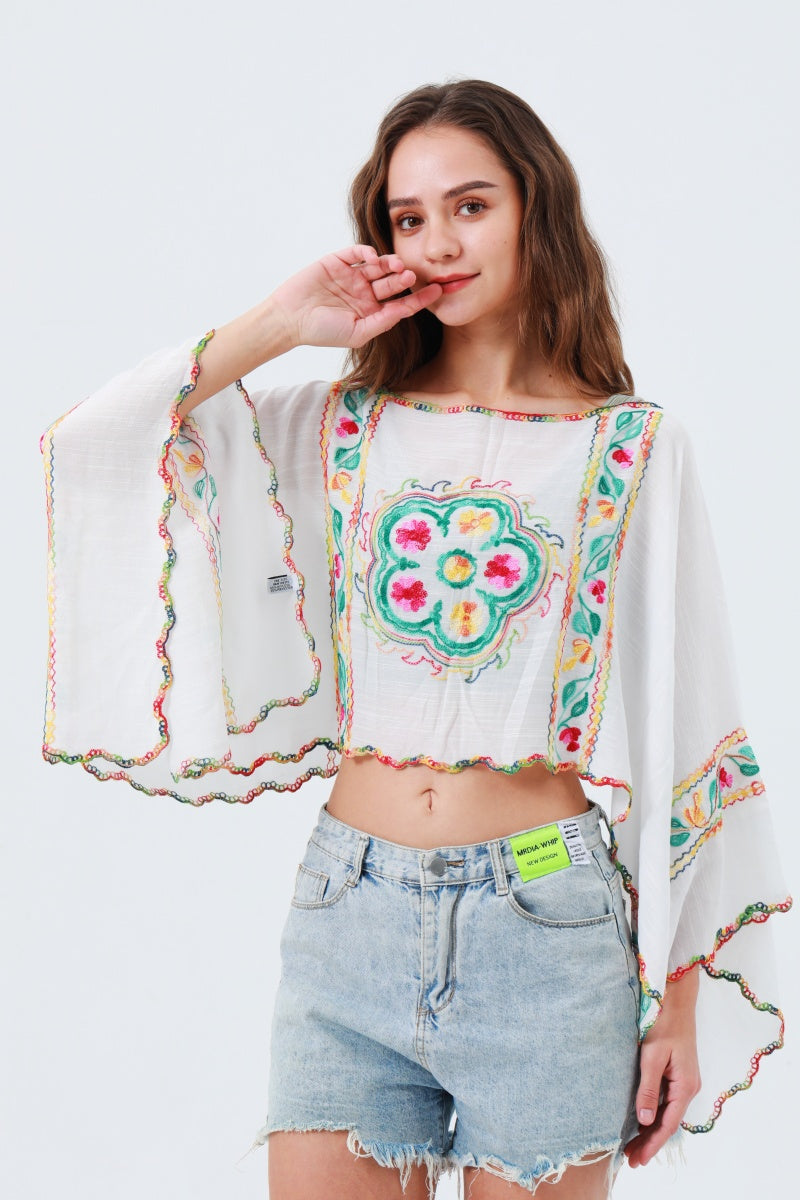 Delicate Floral Line Embroidery Kimono – Breezy Spring & Summer Layer 🌸 Leto Collection