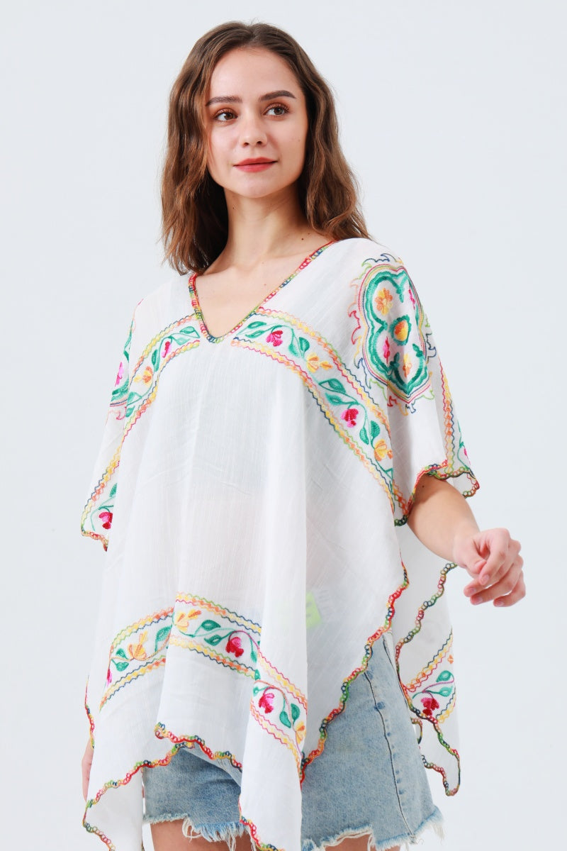 Delicate Floral Line Embroidery Kimono – Breezy Spring & Summer Layer 🌸 Leto Collection