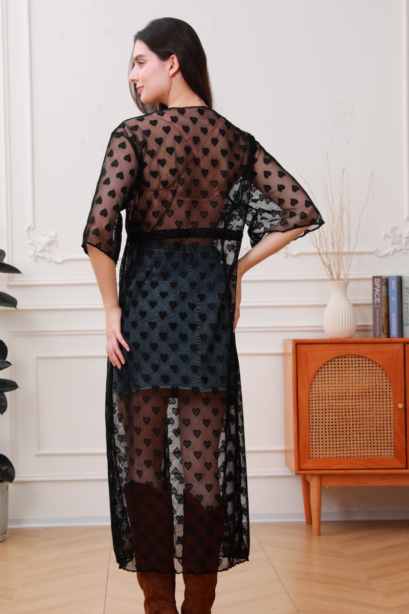 Love in the Air: Heart Mesh Kimono Duster Leto Collection