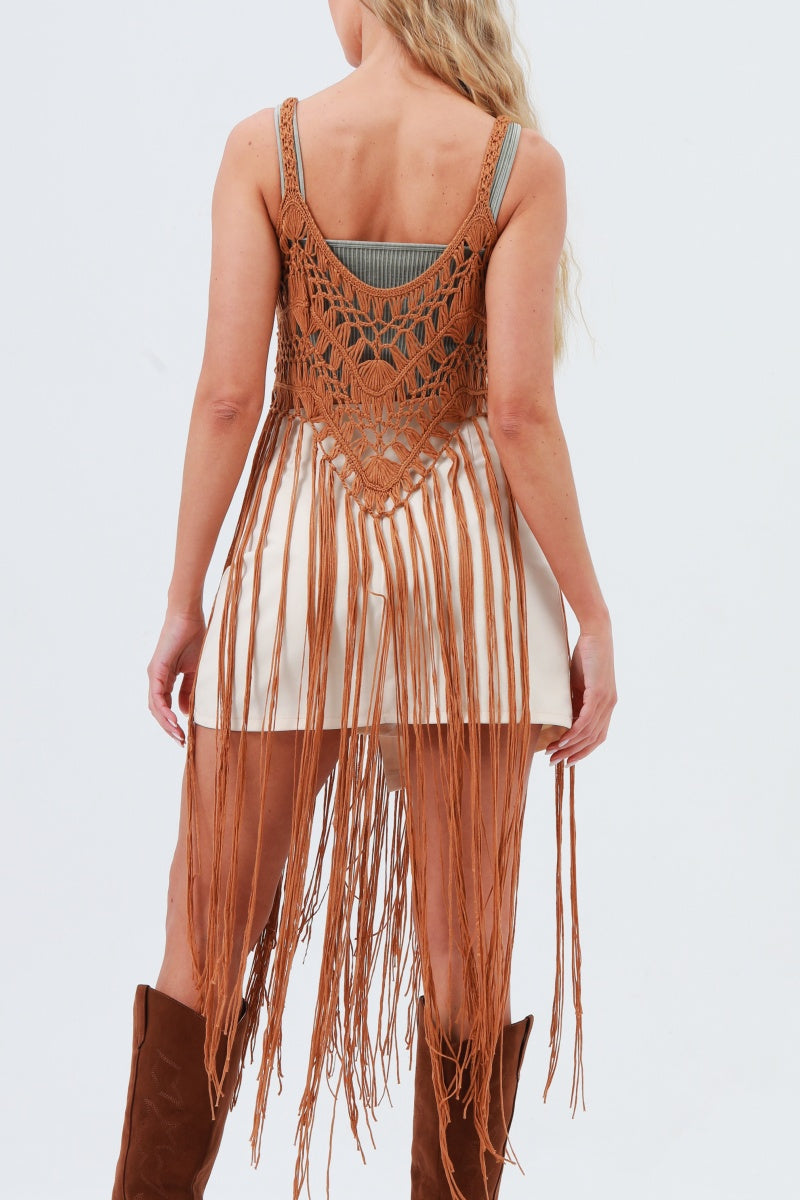 Long Tassel Fringe Crochet Kimono – Boho Statement Cover-Up 🌿✨ Leto Collection