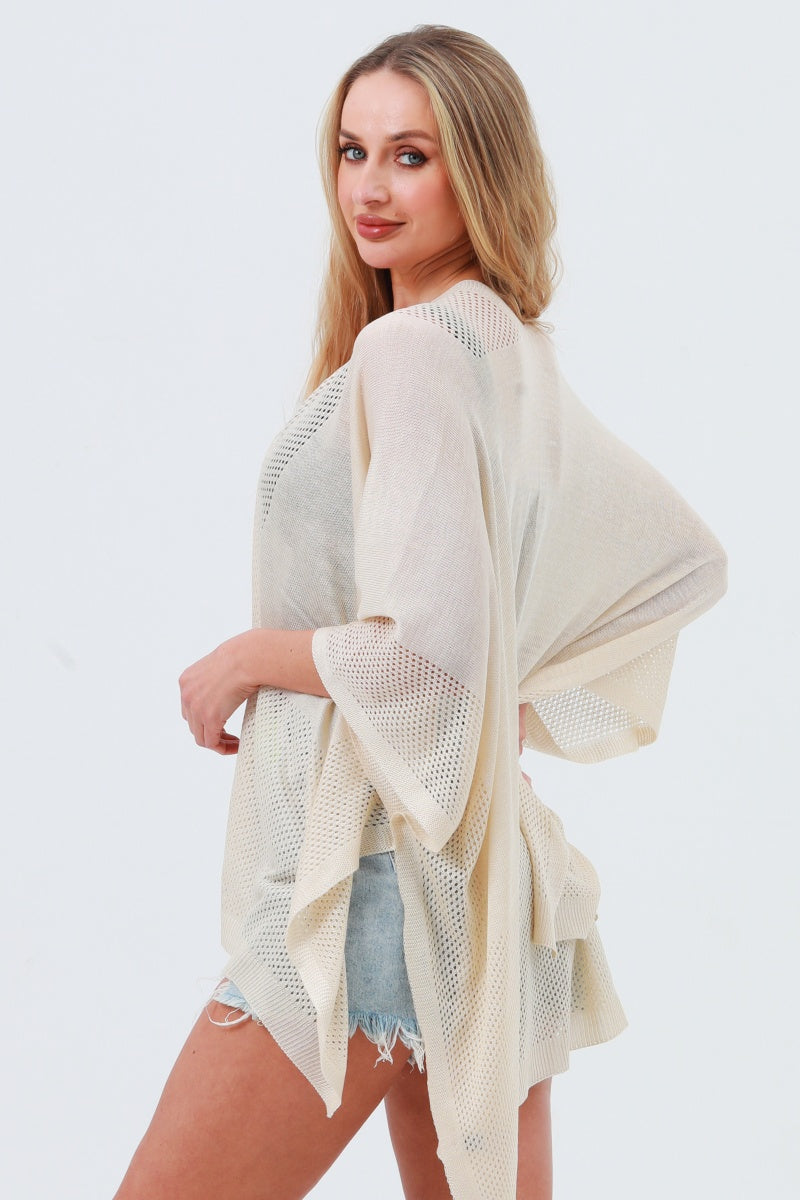 Oversized Mesh Knit Kimono – Lightweight & Airy Cover-Up 🌬️🧥 Leto Collection
