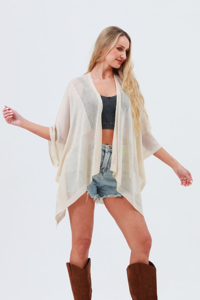 Oversized Mesh Knit Kimono – Lightweight & Airy Cover-Up 🌬️🧥 Leto Collection