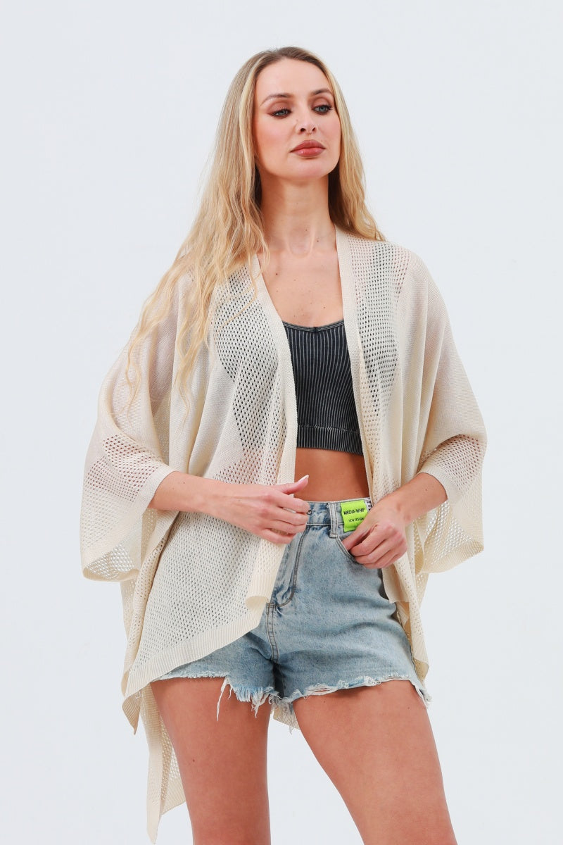 Oversized Mesh Knit Kimono – Lightweight & Airy Cover-Up 🌬️🧥 Leto Collection