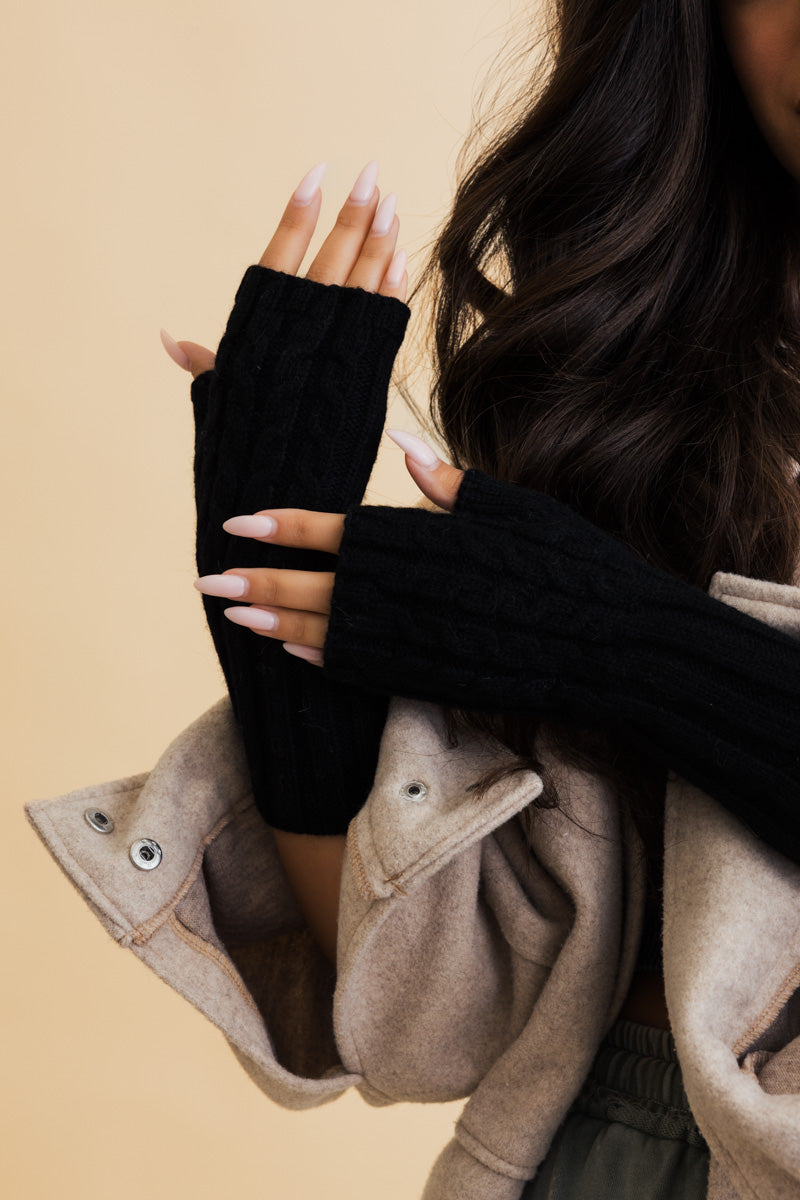 Winter Cable Knit Fingerless Gloves Leto Collection