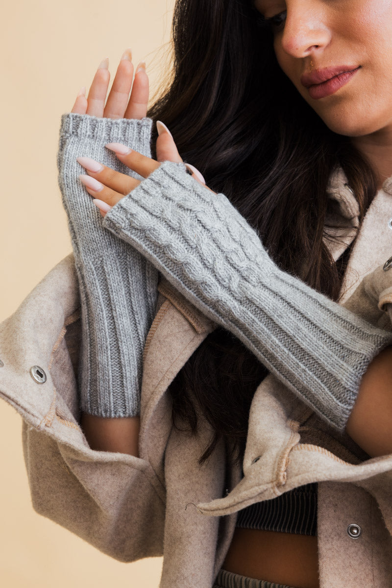 Winter Cable Knit Fingerless Gloves Leto Collection