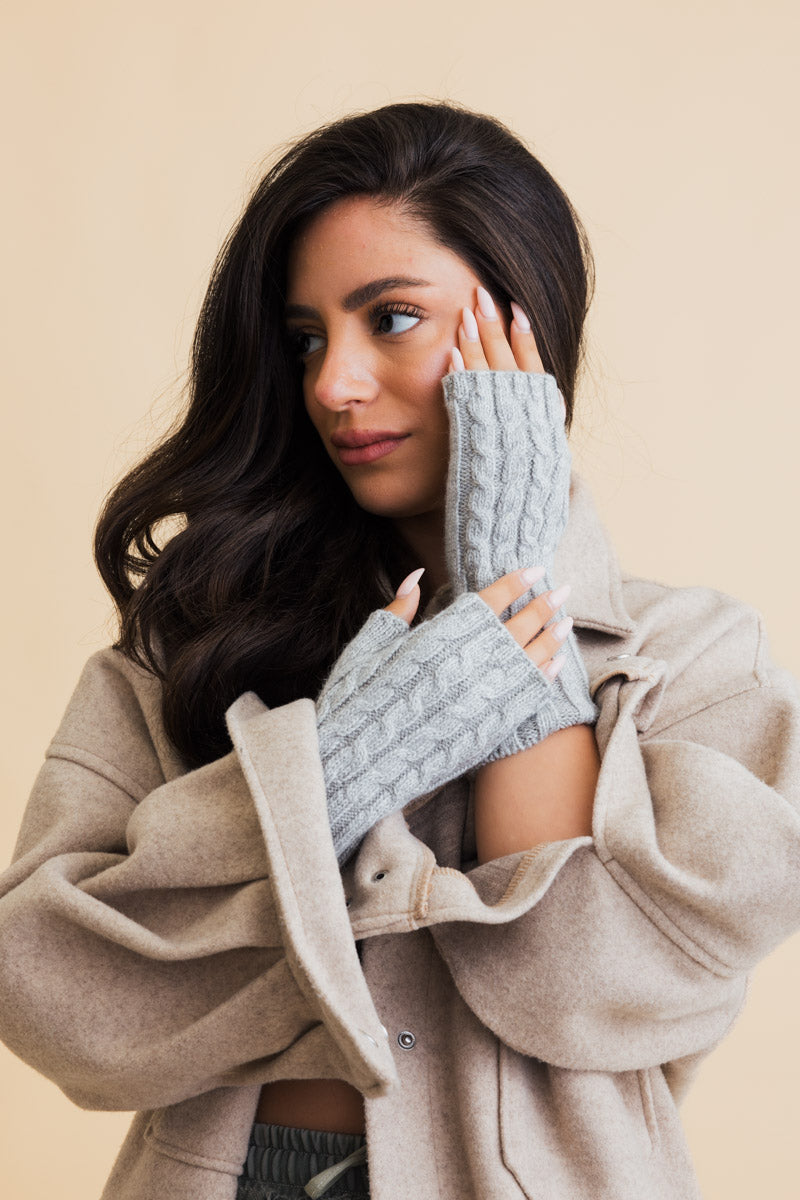 Winter Cable Knit Fingerless Gloves Leto Collection