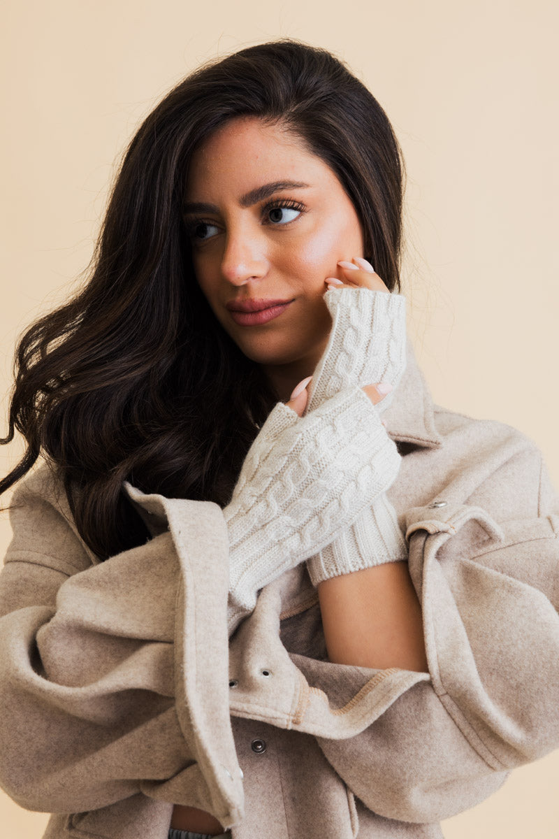 Winter Cable Knit Fingerless Gloves Leto Collection