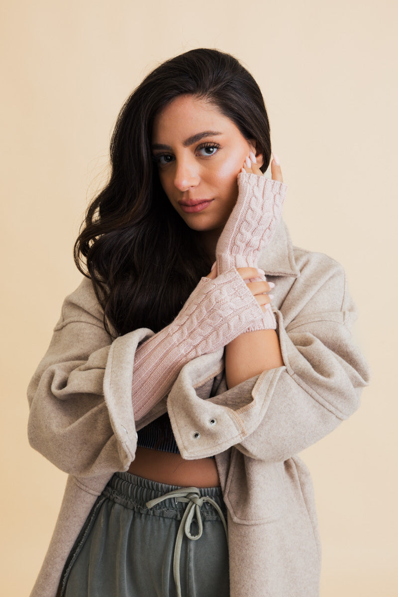 Winter Cable Knit Fingerless Gloves Leto Collection