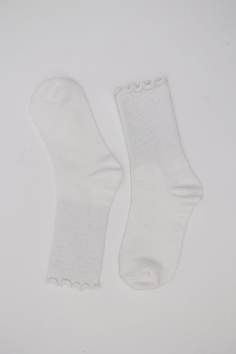 Cotton Blend Lettuce Edge Crew Socks for All Season 🧶 Leto Collection