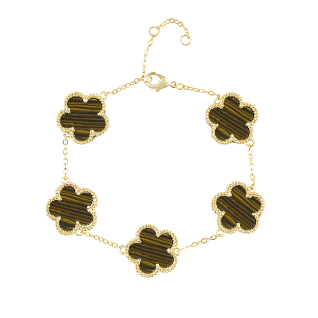 Adeline Clover Bracelet in tiger eye — Soul Flow Apparel