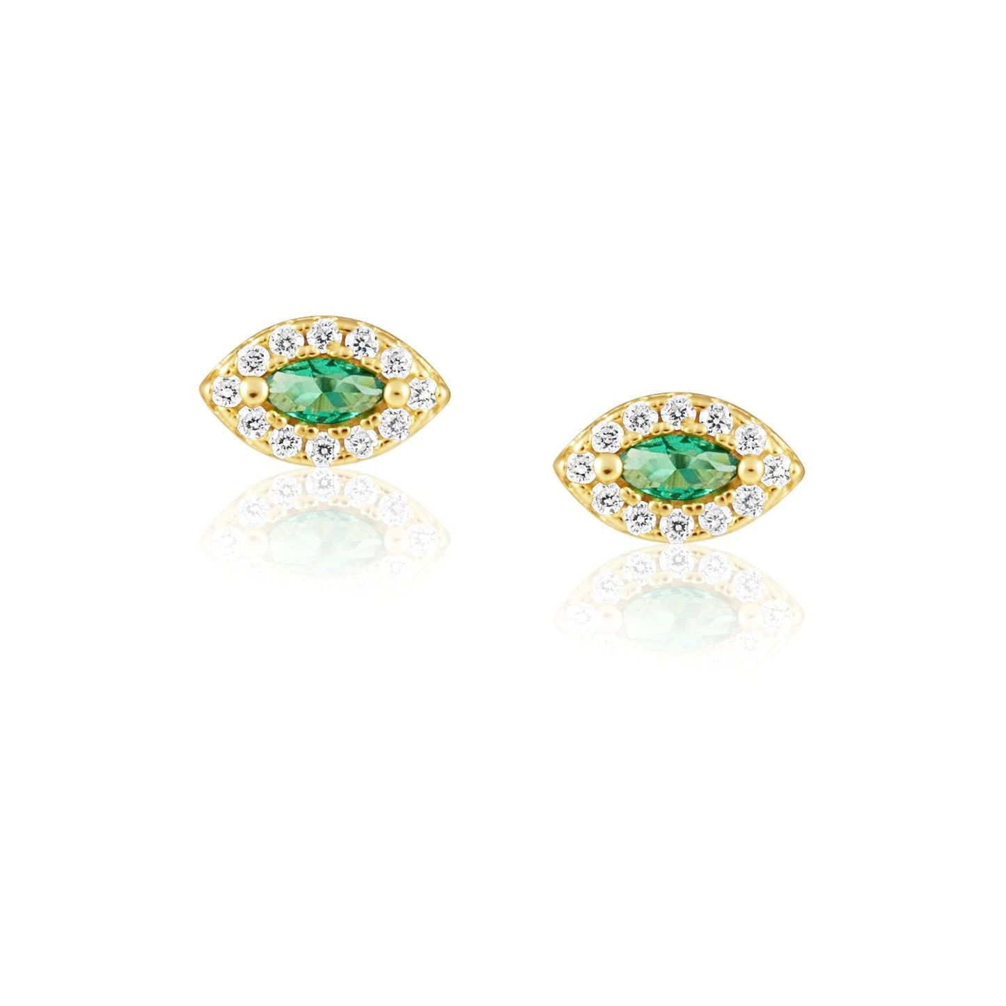 Alma Emerald Evil Eye Studs — Soul Flow Apparel
