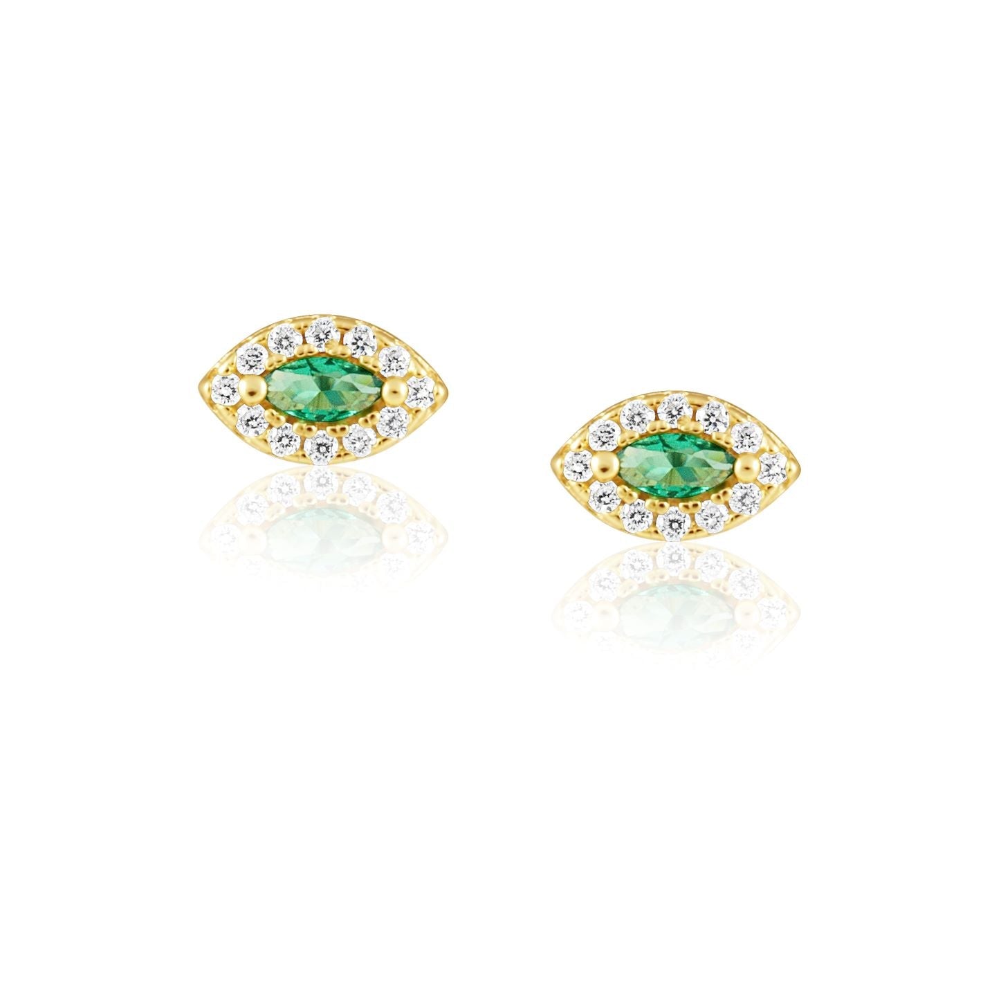 Alma Emerald Evil Eye Studs — Soul Flow Apparel