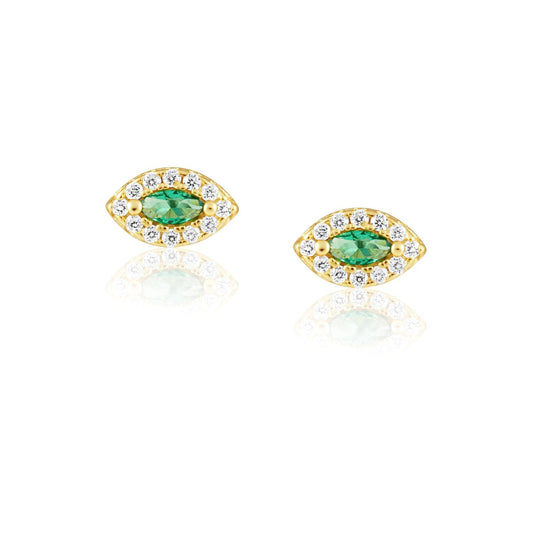 Alma Emerald Evil Eye Studs — Soul Flow Apparel