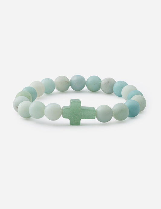 Amazonite Cross – Christian Stone Bracelet