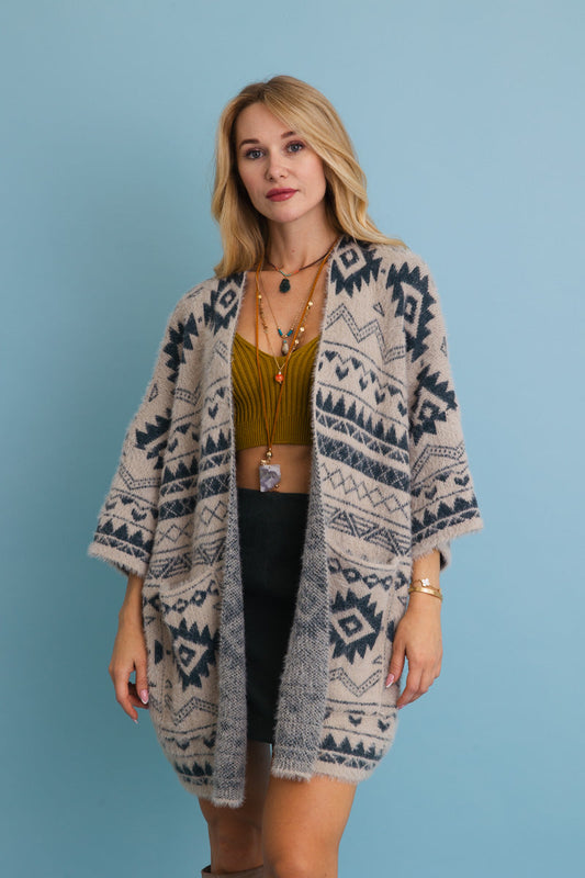 Aztec Soft Knit cardigan with Tribal Print - Western Vibe 🌵 Leto Collection