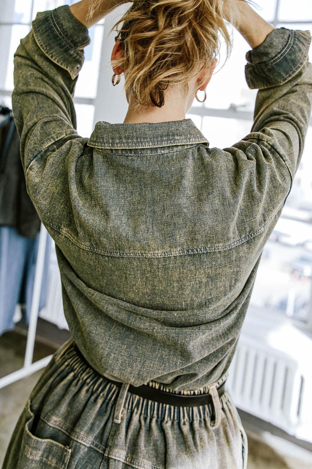 Stuck in Your Ways Denim Top in 20den45 — Soul Flow Apparel