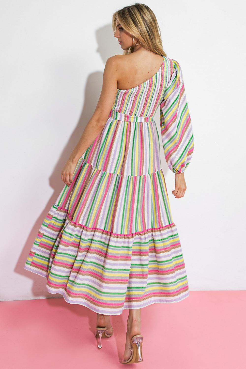 No Matter Where I Go Woven Midi Dress in 20pin 20gre 20blu1 — Soul Flow Apparel
