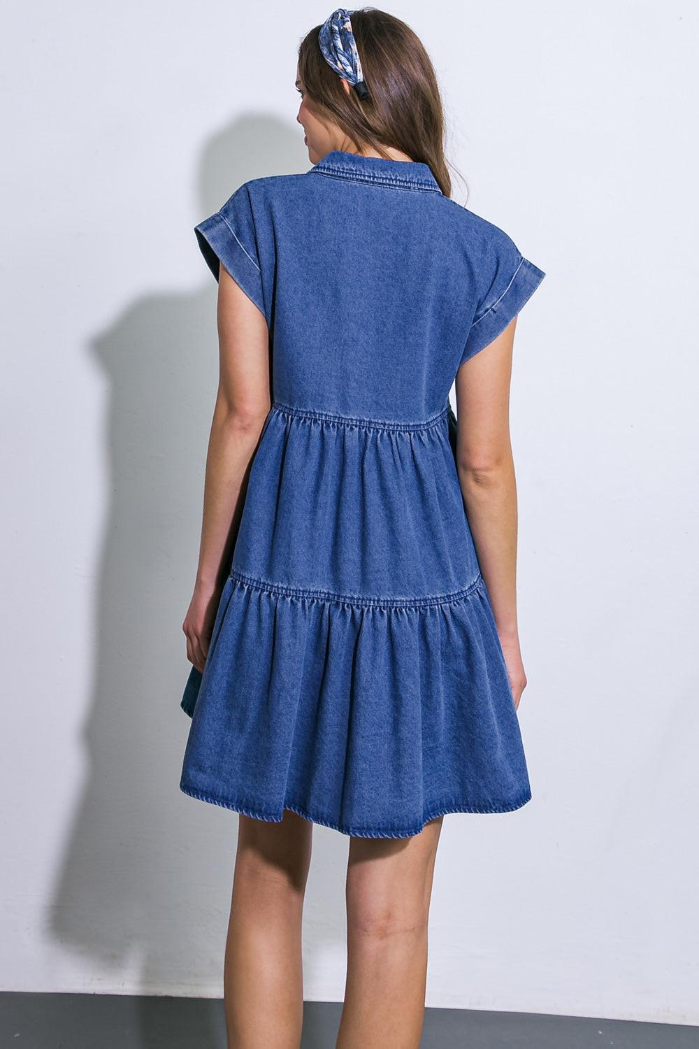 Just the Beginning Twill Mini Dress in 20med 20ind15 — Soul Flow Apparel