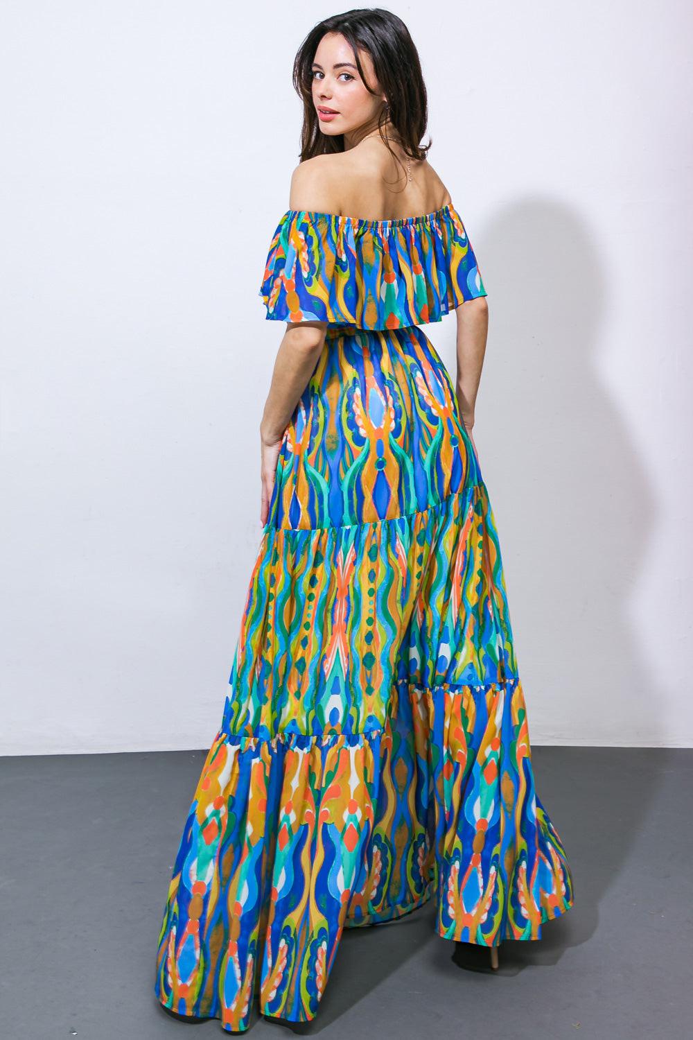 Dare to Be You Woven Maxi Dress in 20blu 20mus28 — Soul Flow Apparel