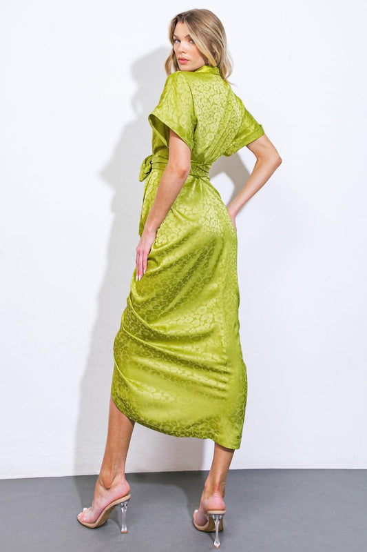 Coming to My Senses Woven Satin Midi Dress in 20yel 20gre21 — Soul Flow Apparel