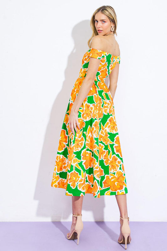 Where I Want to Be Twill Midi Dress in 20gre 20ora21 — Soul Flow Apparel