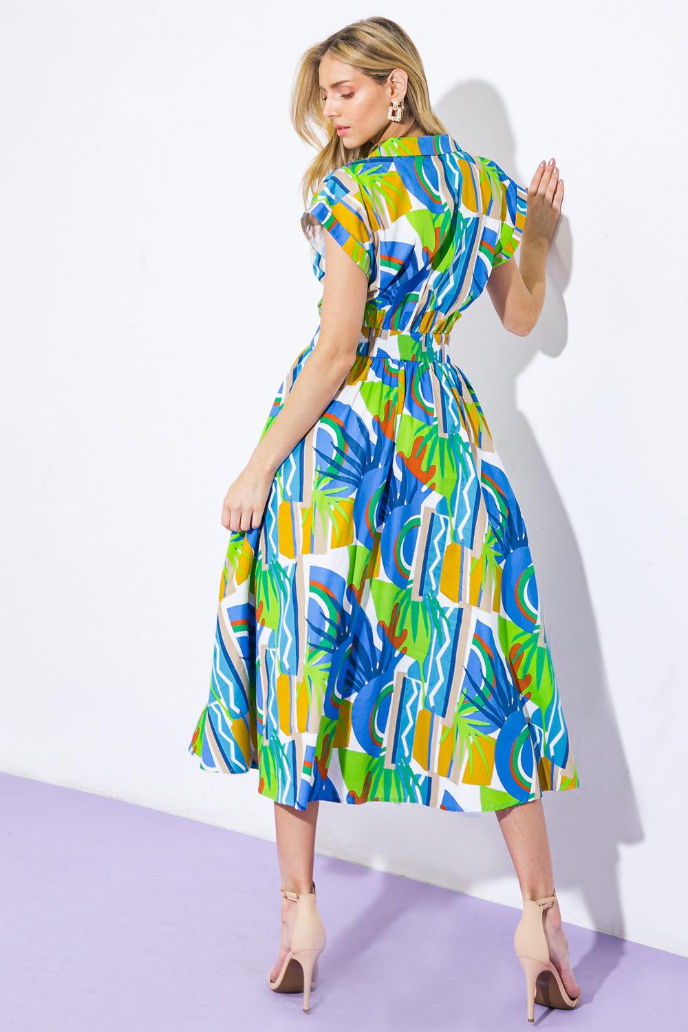 Summer Mirage Woven Midi Dress in 20blu9 — Soul Flow Apparel