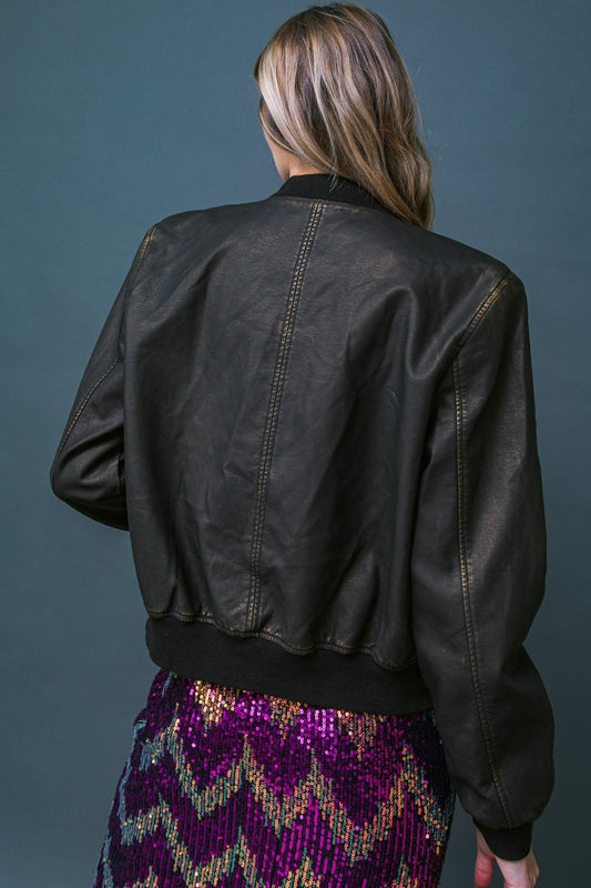 My Greatest Joy Premium Washed Faux Leather Jacket with Front Zipper in 20dar 20bro49 — Soul Flow Apparel