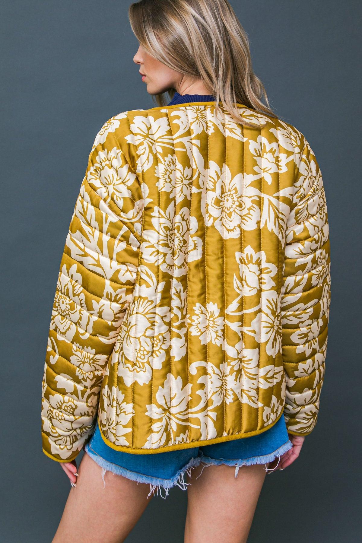 Totally Convinced Woven Puff Jacket Lightweight Printed with Pockets in 20cam41 — Soul Flow Apparel