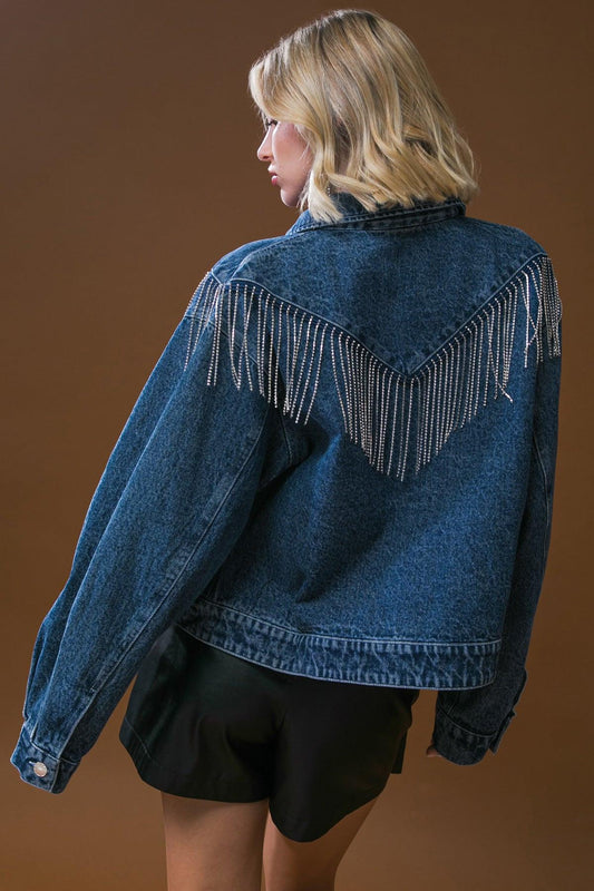 Stunning Excellence Washed Denim Jacket with Fringe Details in 20med 20ind19 — Soul Flow Apparel