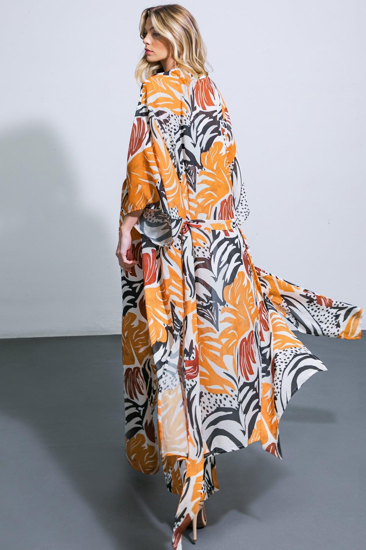 Where the Wind Woven Midi Kimono in 20ora 20bla12 — Soul Flow Apparel