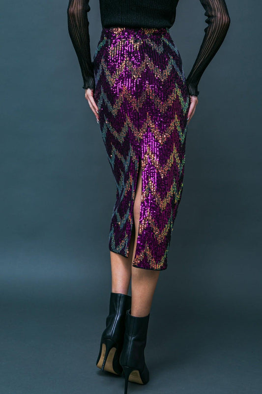 Be Happy Friend Sequined Midi Skirt with Back Zipper Closure in 20fuc 20gol52 — Soul Flow Apparel