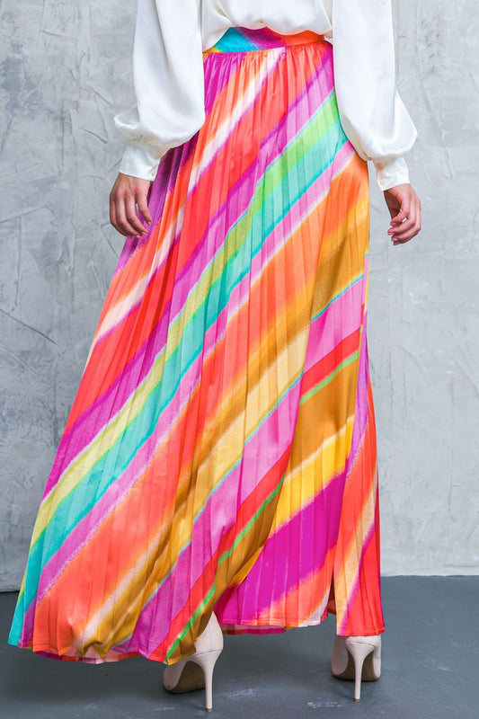 Dramatic Dreams Pleated Maxi Skirt with Side Zipper Lightweight in 20fuc 20yel44 — Soul Flow Apparel