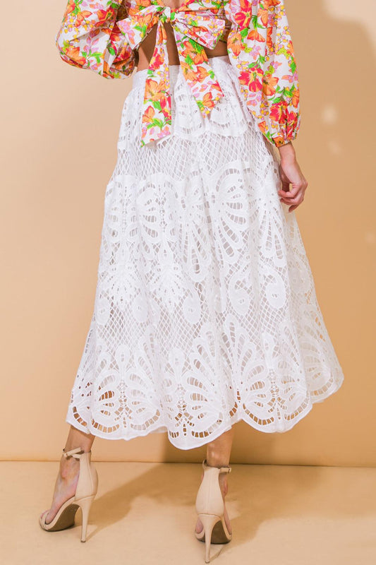 Dreamy Nights Woven Midi Skirt in 20whi15 — Soul Flow Apparel