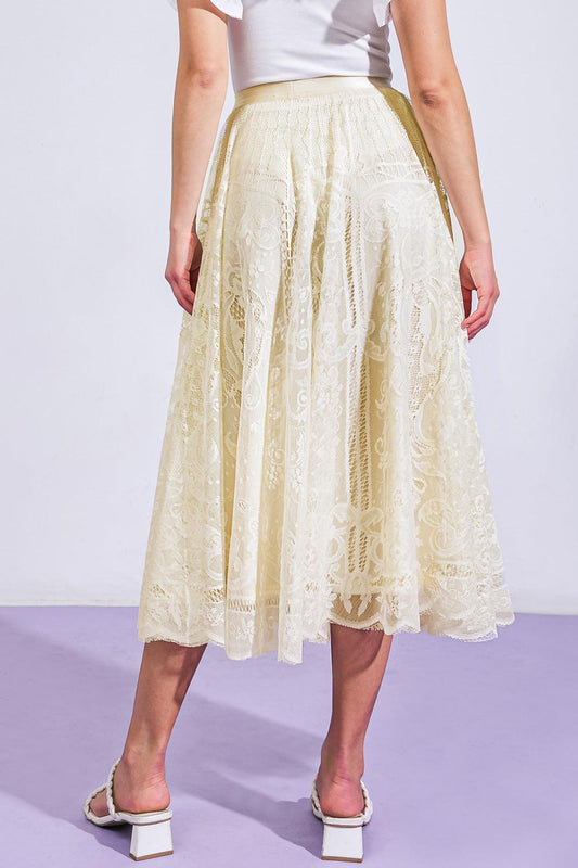 Meaningful Moment Woven Lace Midi Skirt in 20ivo9 — Soul Flow Apparel