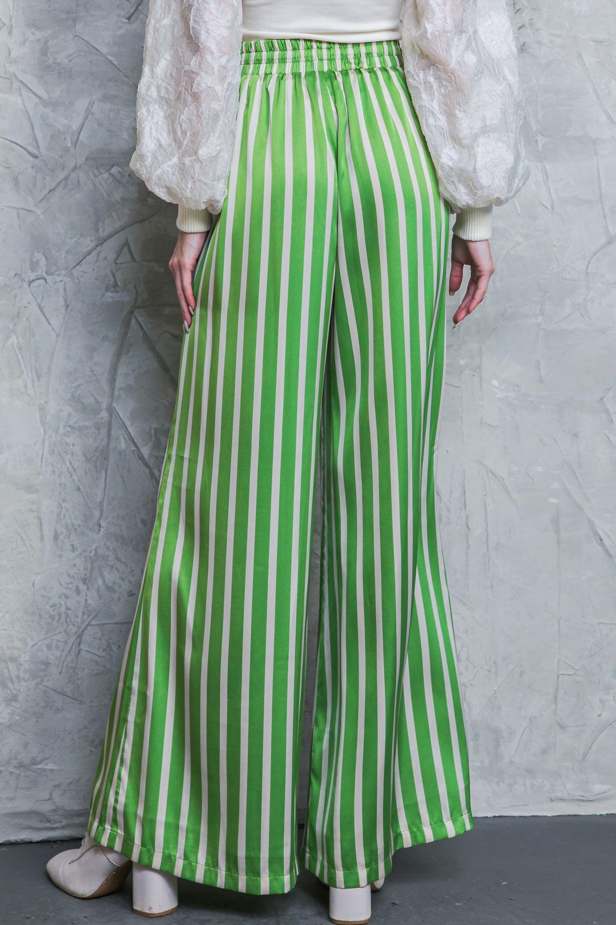 Nothing to Regret Satin Pants with Elastic Waist and Wide Leg in 20gre 20ivo46 — Soul Flow Apparel