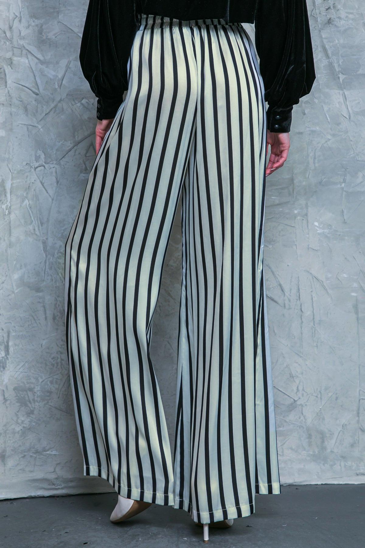 Nothing to Regret Satin Pants with Elastic Waist and Wide Leg in 20ivo 20bla54 — Soul Flow Apparel
