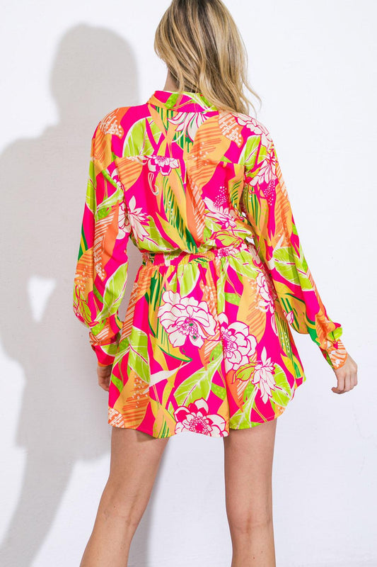 Keeping You Company Woven Romper in 20pin 20lit 20gre13 — Soul Flow Apparel