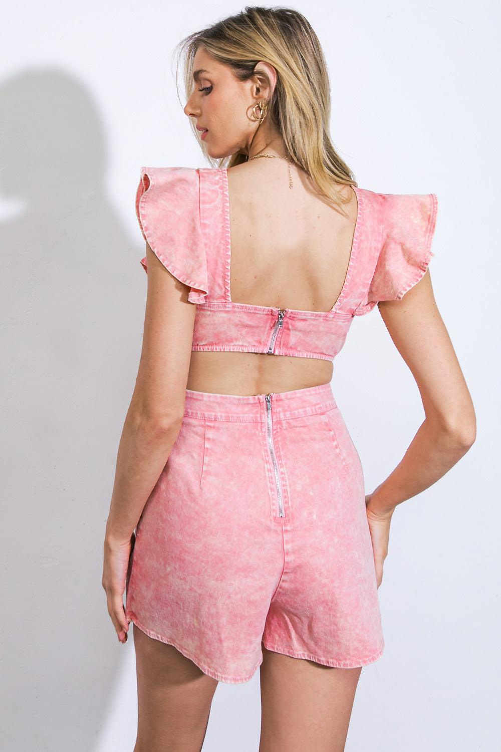 Sight of Sweetness Twill Romper in 20cor 20acid16 — Soul Flow Apparel