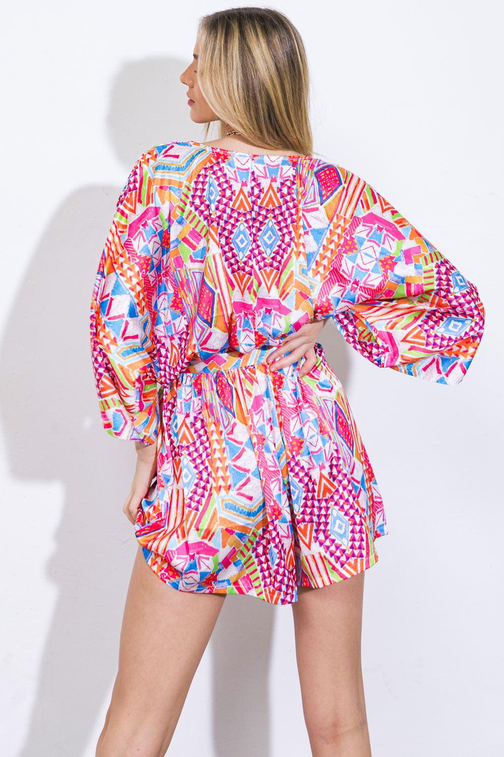 In the Leaves Woven Romper in 20ivo 20fuc17 — Soul Flow Apparel