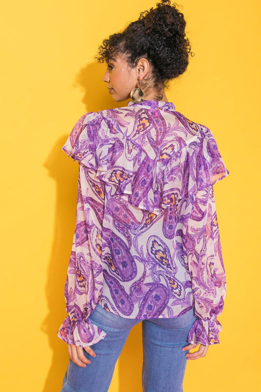 Sweetest Hello Woven Top with Front Tie Keyhole and Ruffles in 20ivo, view 2024 — Soul Flow Apparel