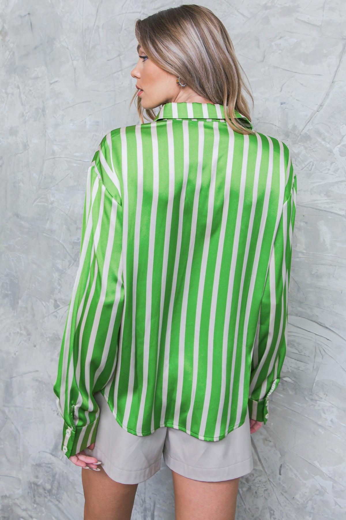 Nothing to Regret Satin Woven Top Shirt Collar Button Down Long Sleeves in 20gre 20ivo37 — Soul Flow Apparel