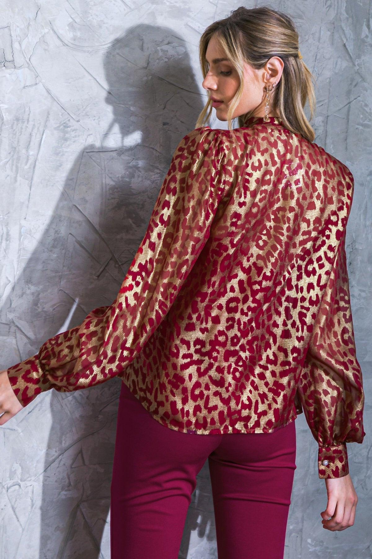 Beyond Compare Semi Sheer Printed Top with Front Tie Closure in 20bur8 — Soul Flow Apparel