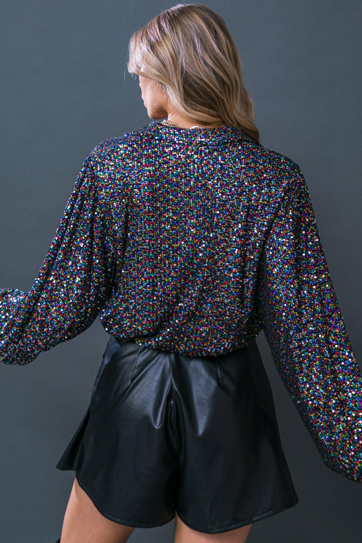 Freedom Calls Sequin Top in 20bla 20mult55 — Soul Flow Apparel