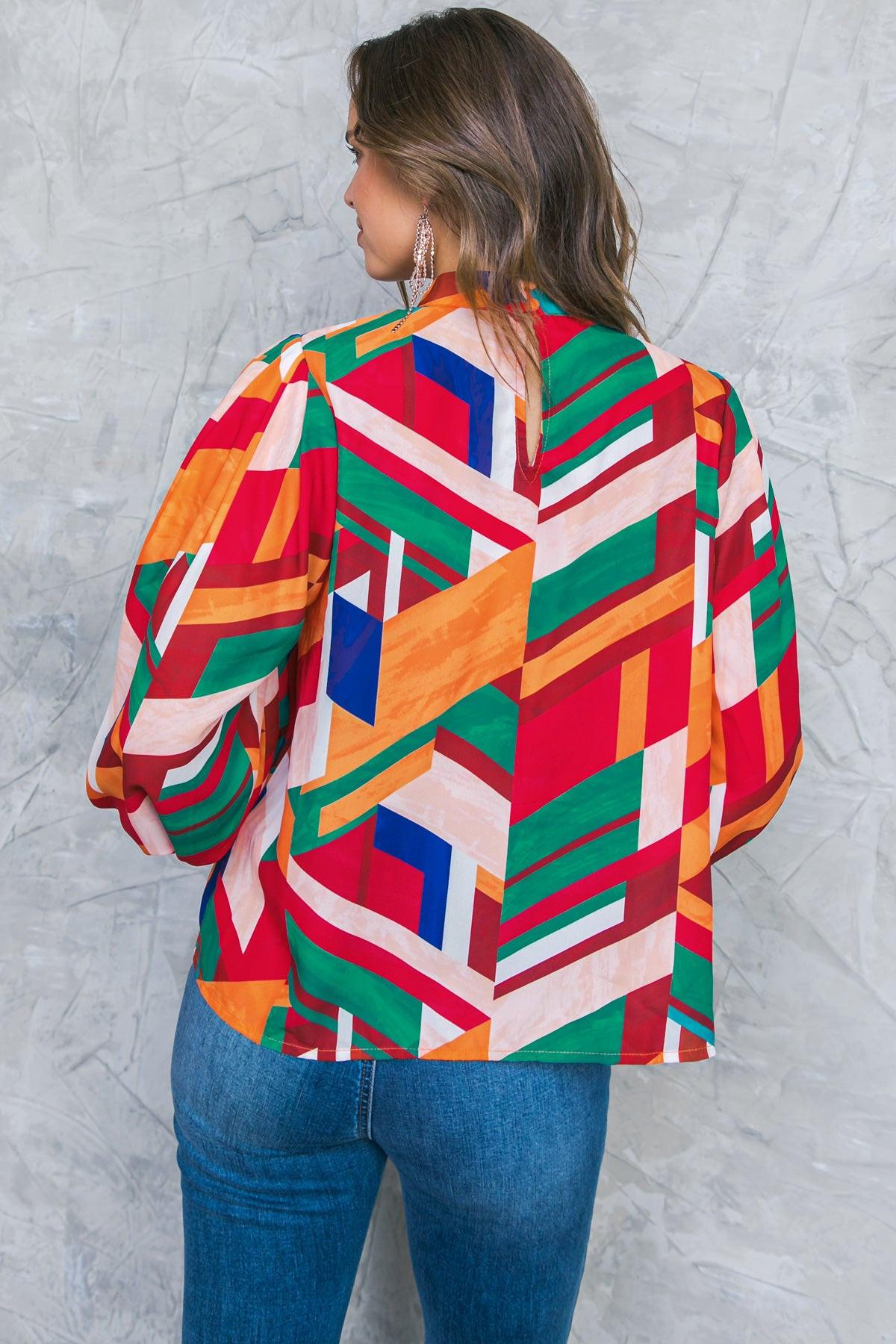 Light Up My Life Woven Top with Mock Neck and Exaggerated Wide Sleeves in 20ora 20tea9 — Soul Flow Apparel