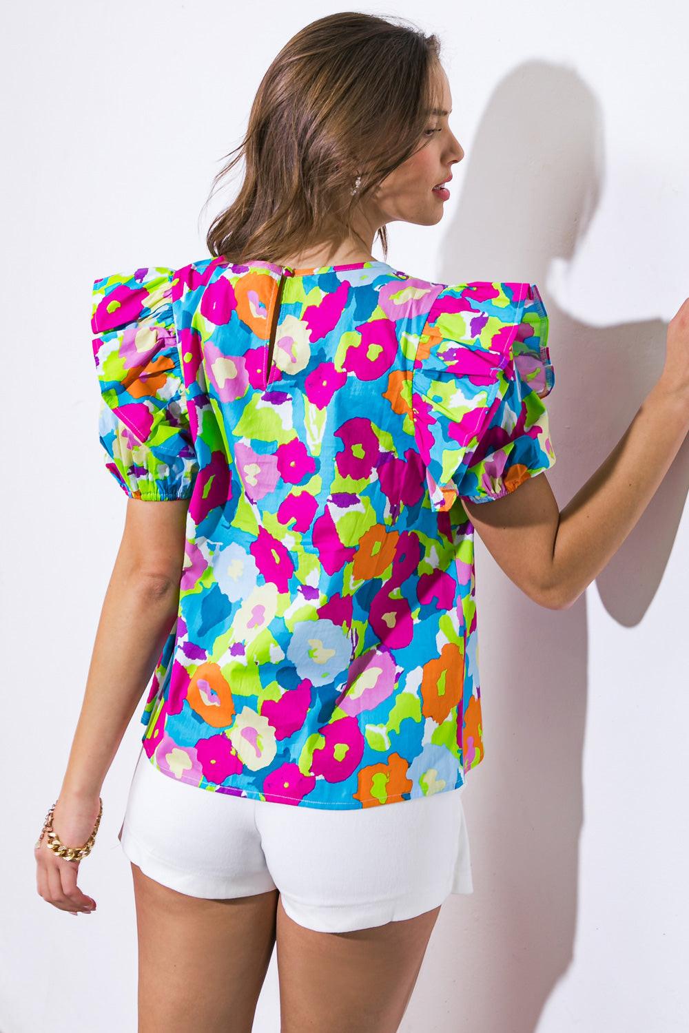 Looking Back Woven Top in 20blu 20fuc7 — Soul Flow Apparel