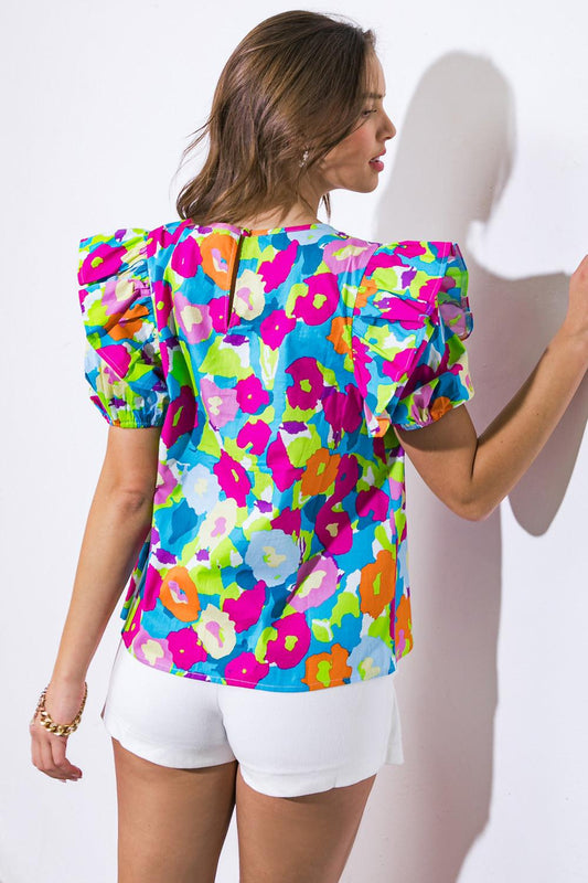 Looking Back Woven Top in 20blu 20fuc7 — Soul Flow Apparel